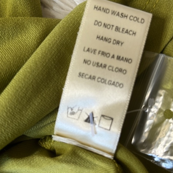 Crescent Lime Green Button Down Shirt S – Collared Stretch Poplin Top NWT - Picture 11 of 12